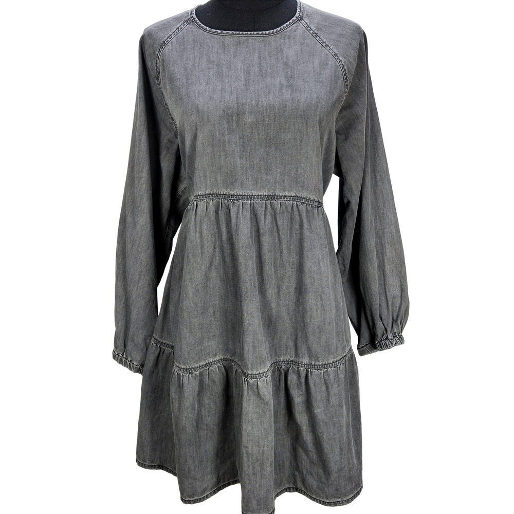 Madewell Gray Washed Denim Mini Dress